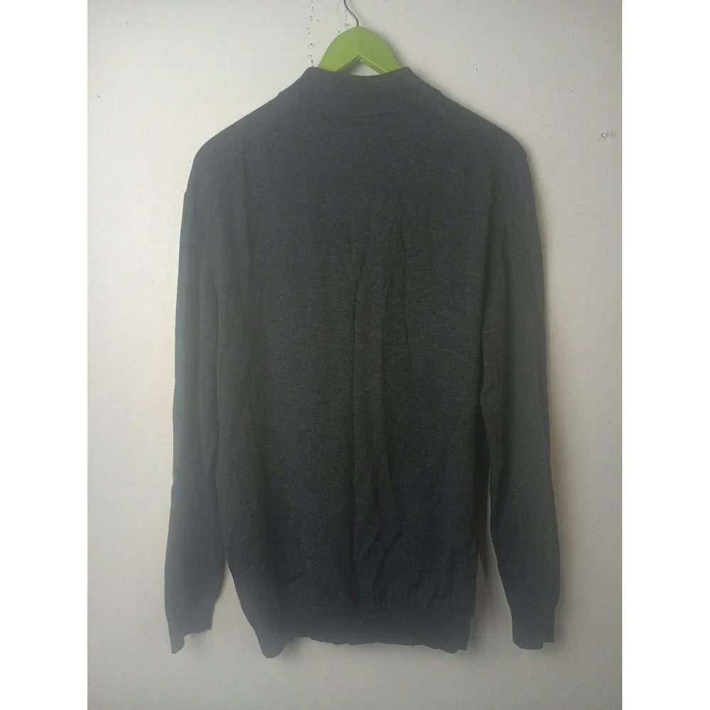Pronto Uomo Mens XLT Extra Fine Merino Wool Mock Neck Sweater Charcoal Grey Tall